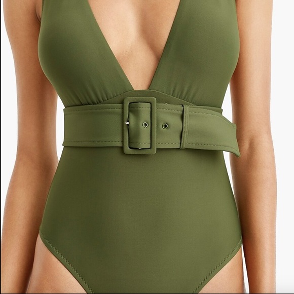 J. Crew Belted Plunge V-neck One-piece Swimsuit - Picture 3 of 7